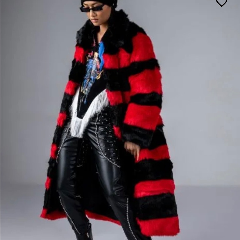 NEW Akira red and black fur coat!
